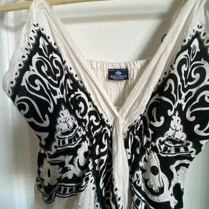 White and black with mandala paisley pattern dress. One size. New with tag.